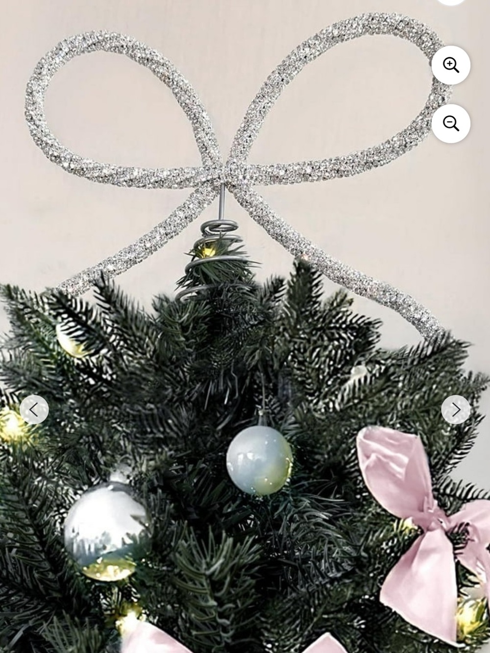 Elegant Silver Rhinestone Bow  Christmas Tree Topper  NWT